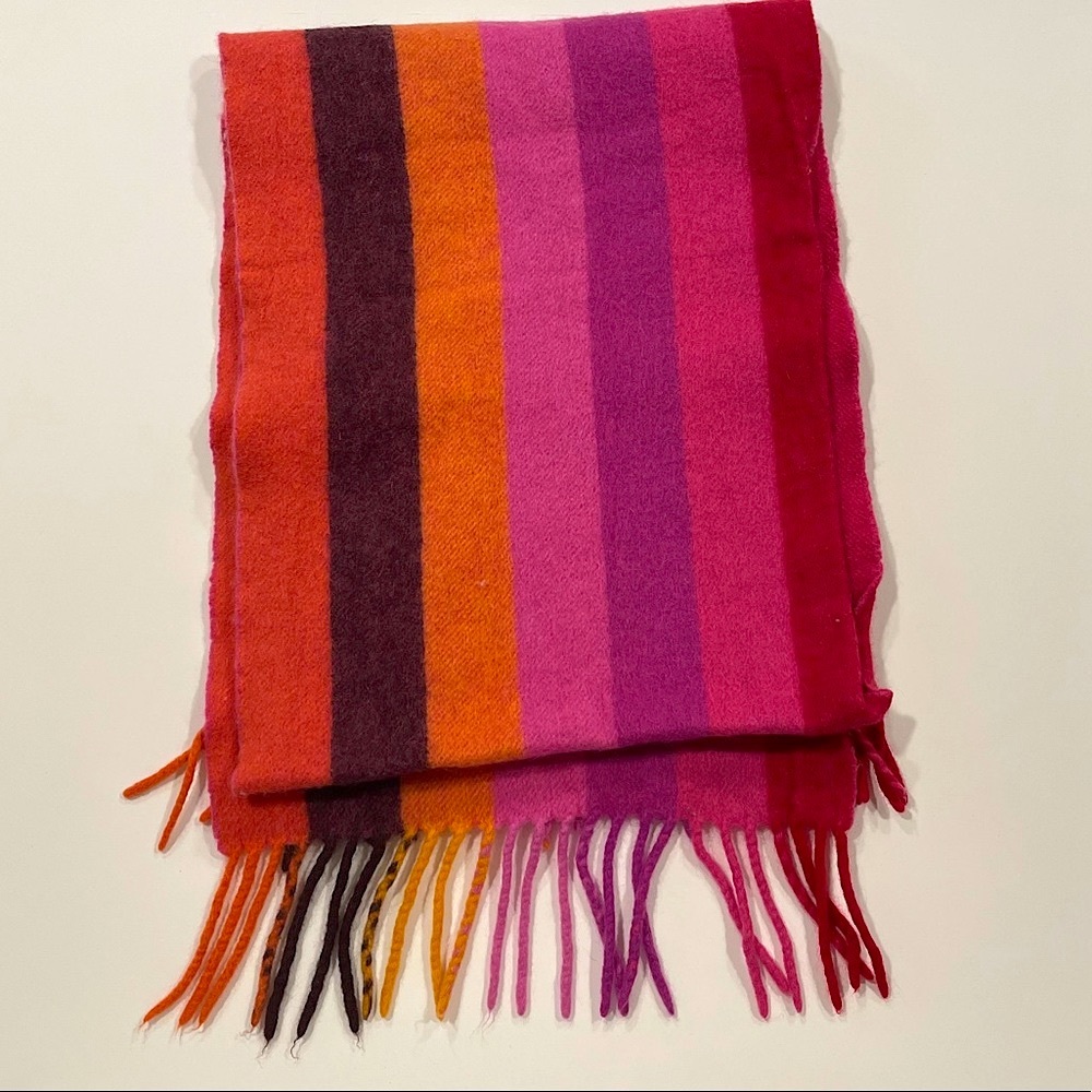 100% cashmere multicolored striped scarf